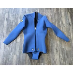 Vintage Blue Sea Suits Wetsuit Free Diving Scuba Jacket Unisex L Top Bond 5mm
